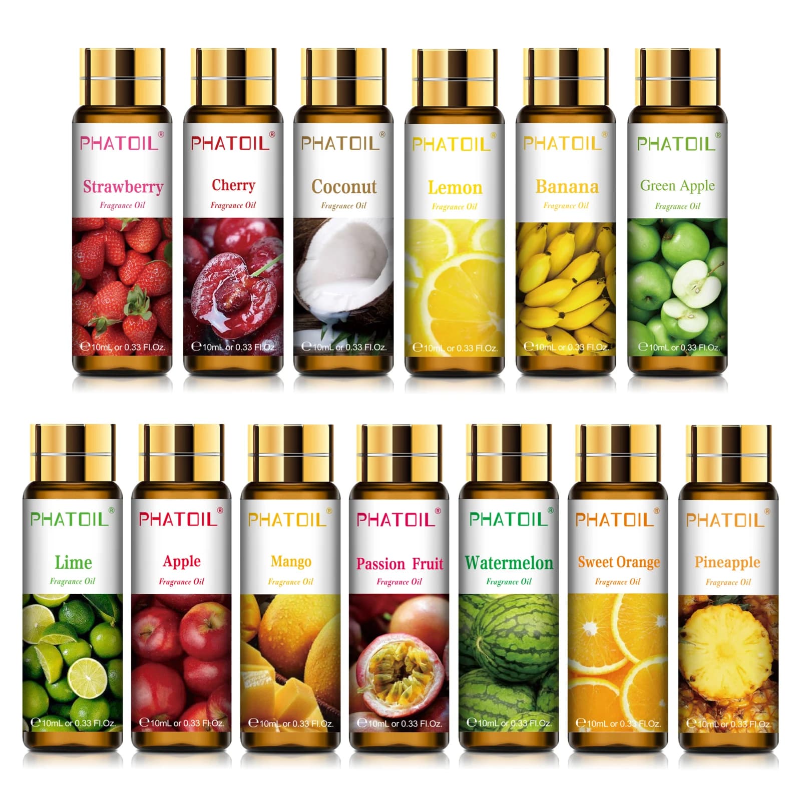 PHATOIL Olio profumato premium 10ml Lime Mango Fragola Anguria Ciliegia Ananas Olio per aromaterapia per diffusore per candele