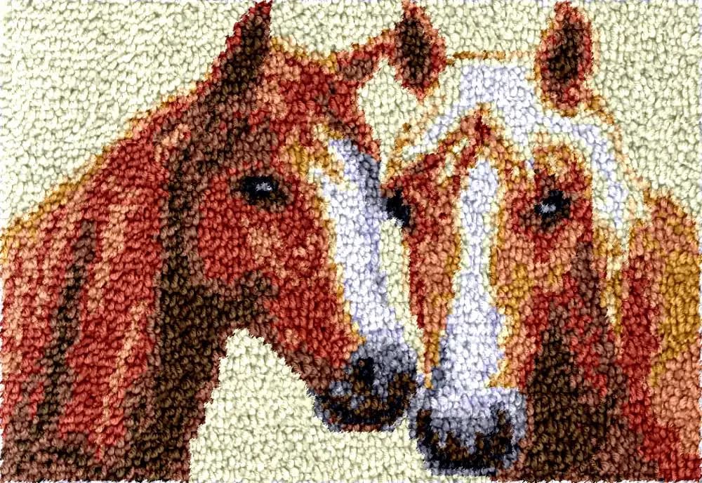 Kit tappeti con gancio di chiusura Tappetino fai-da-te Ricamo Set di ricami per tappeti in filo all'uncinetto incompiuto Arazzo Cavallo per hobby in plastica all'uncinetto