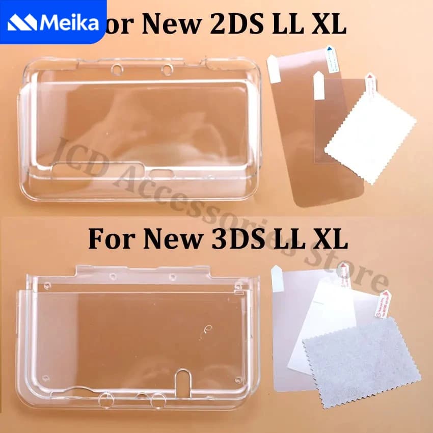 JCD per New 2DS 3DS XL LL, custodia protettiva trasparente con schermo separato, pellicola protettiva per schermo LCD