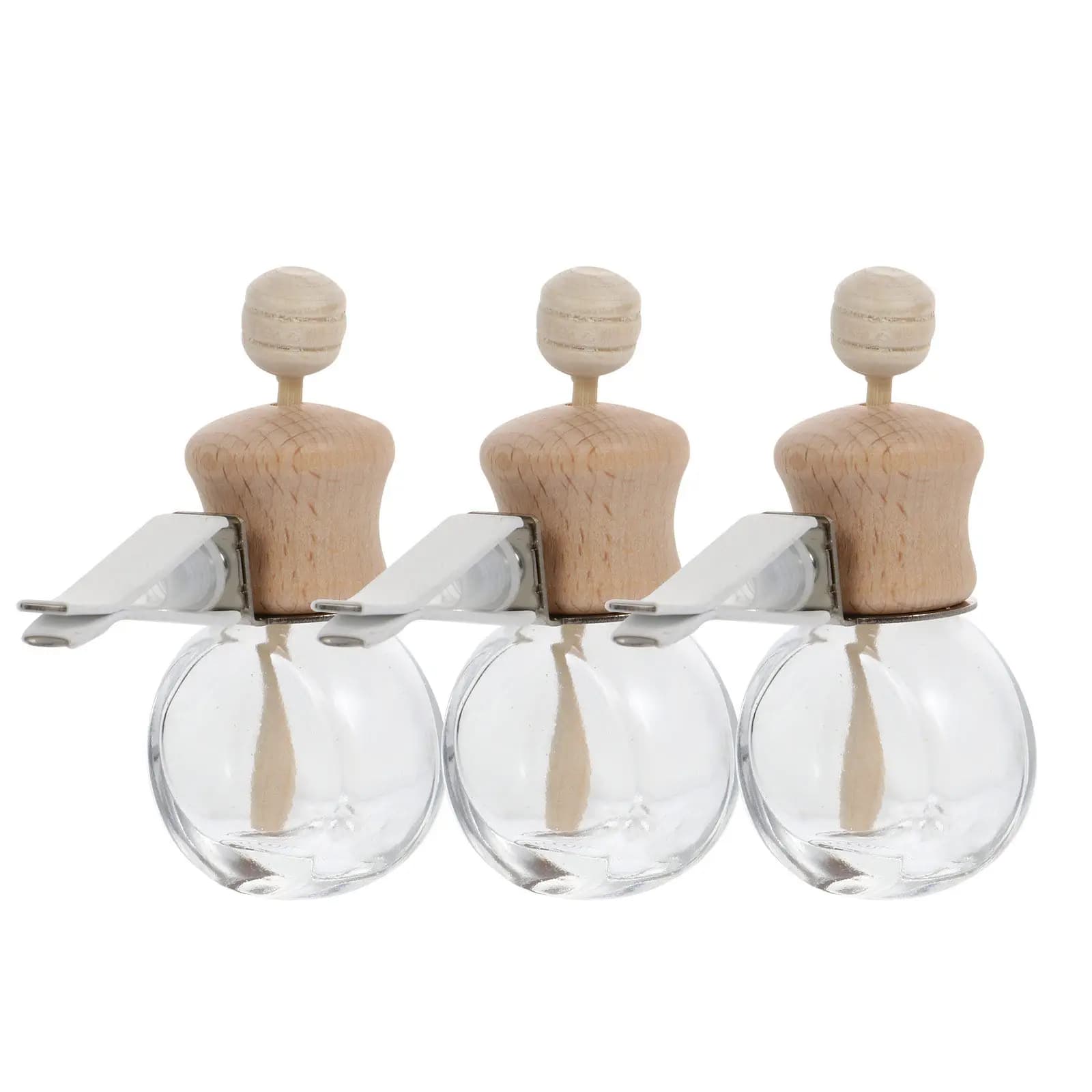 3Pcs Car Aroma Diffuser Bottle Wooden Lid Rotatable Air Vent Essential Oil Diffuser Freshener Decoration Aromatherapy Bottle
