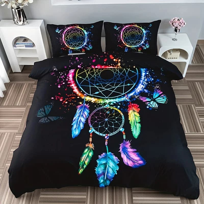3pcs Dream Catcher Print Duvet Cover Set Soft and Comfortable Bedding for Bedroom Guest Room 1 Duvet Cover and 2 Pillowcases