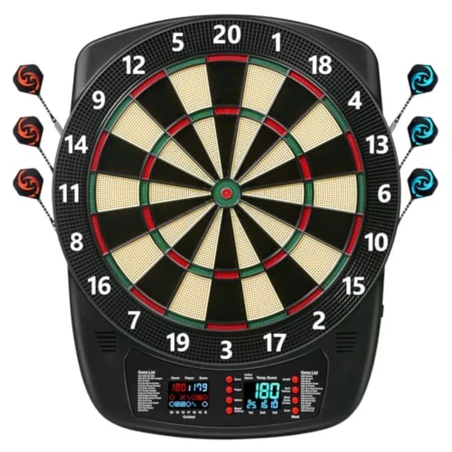 Tavola da Freccette Elettronica, Set Freccette con Punta Morbida, 40 Giochi, 427 Varianti, Tavola Digitale Elettrica con LED Colorati, 6 Freccette, 1