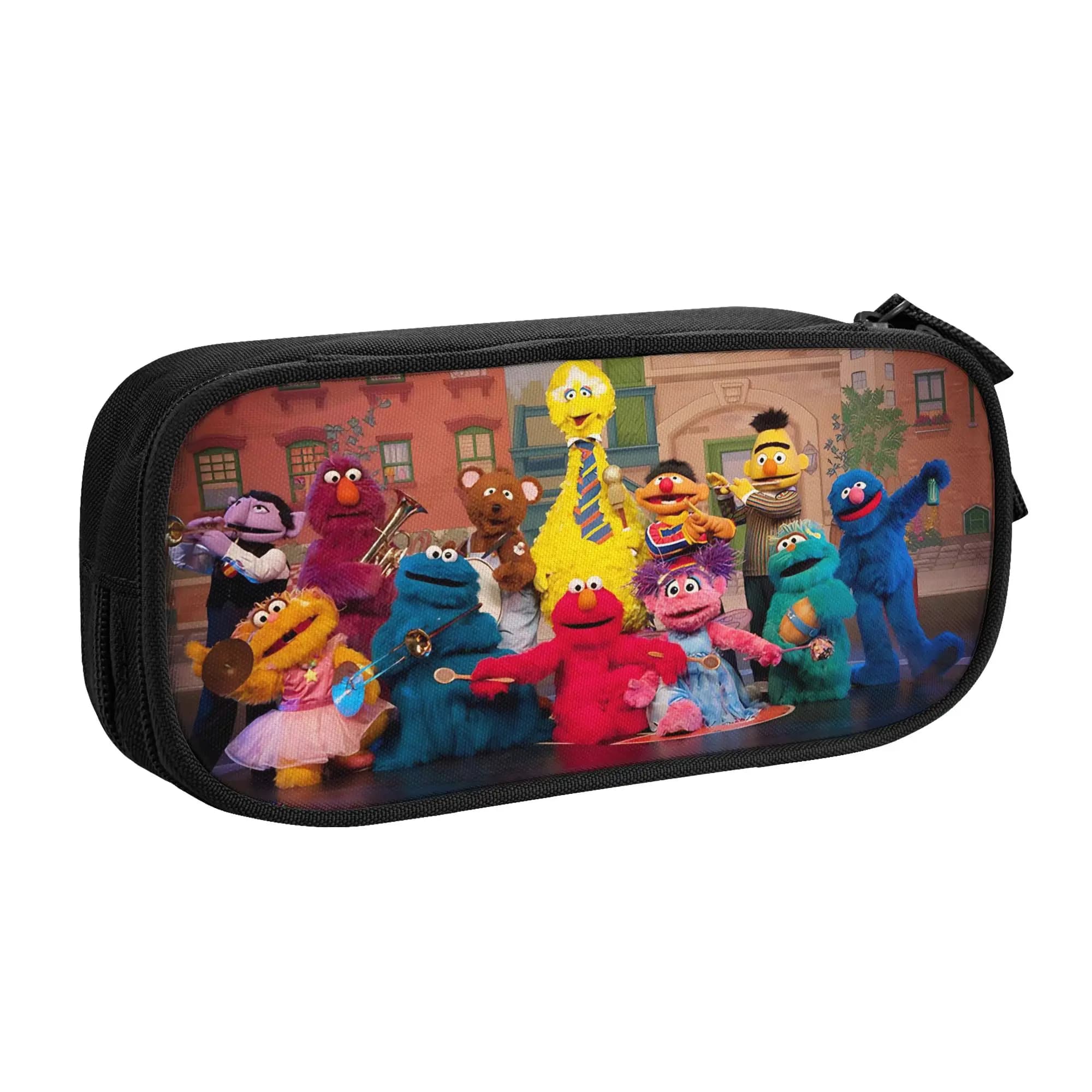 Sesames Streets Pencil Cases Cute Elmo Tv Show Pen Bags Student Big Capacity Office Zipper Pencil Pouch