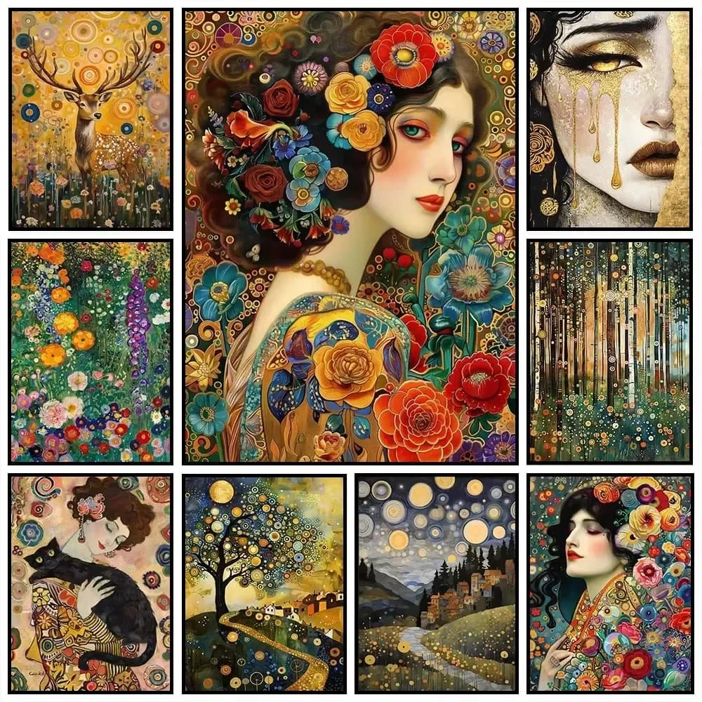 1pc frameless Digital Oil Painting By Numbers Gustav Klimt Inspired Paint with Numbers Home Decor, Wall Art Perfect Gift