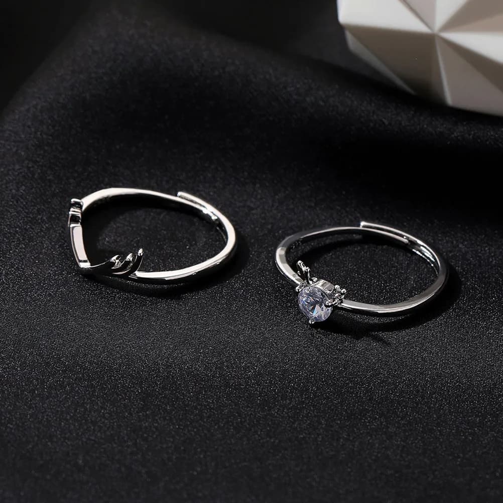 1 paio di anelli per coppia, apertura regolabile, anelli romantici abbinati per innamorati, regalo per San Valentino, anniversario, leggeri e robusti
