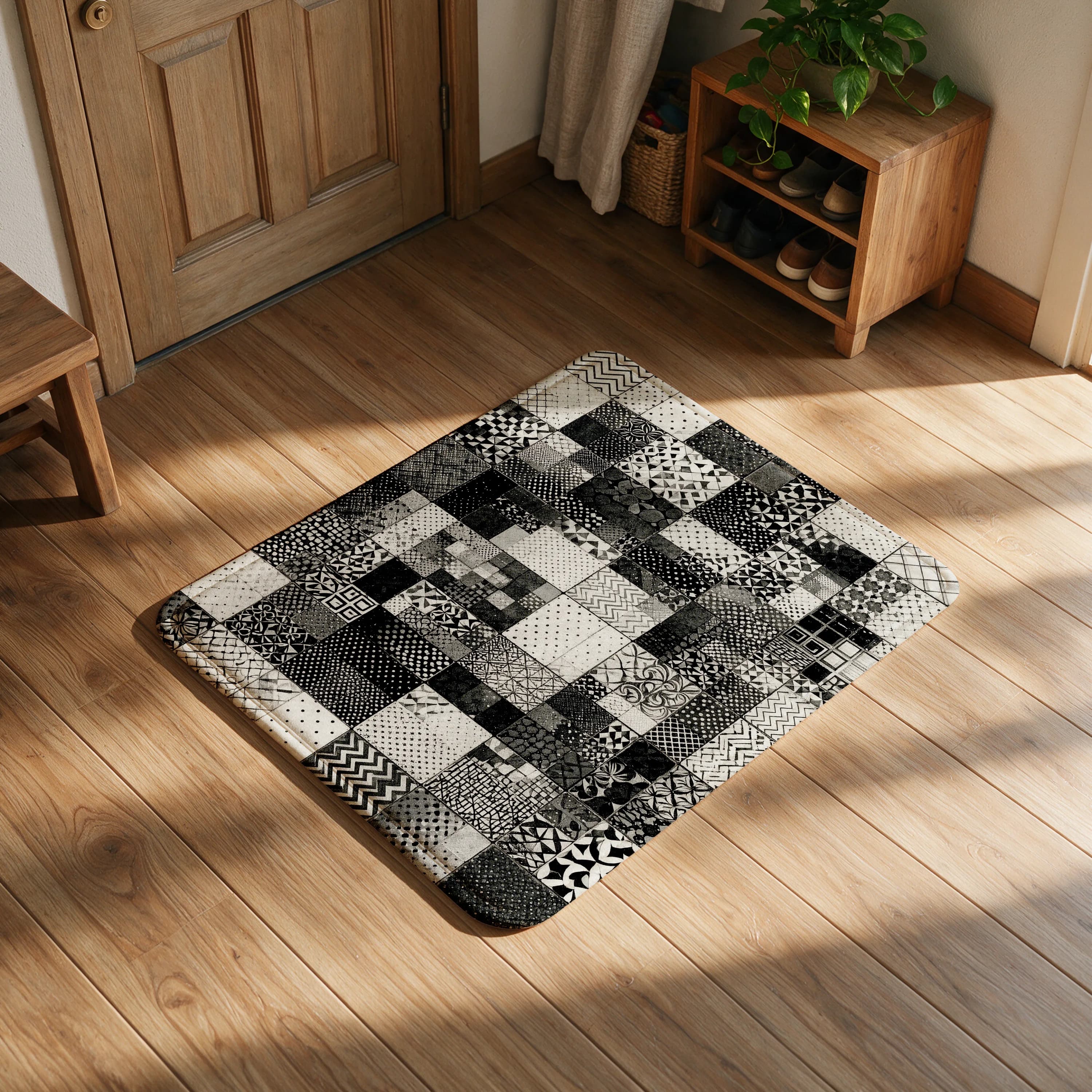 Geometric Black and White Moroccan Pattern Area Rug Mat Modern Boho Living Room Home Decor Floor Carpet Runner Accent Mat
