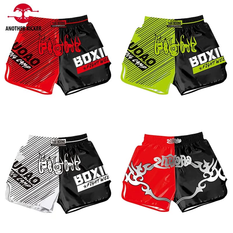Stampa Pantaloncini MMA Bambini Pantaloncini Muay Thai per adulti Pantaloncini da competizione per allenamento di boxe Pantaloni da combattimento economici Sanda Combat Grappling
