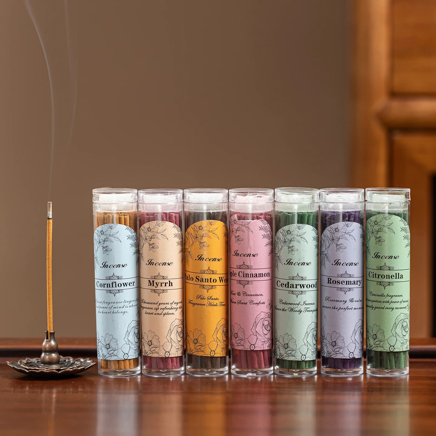 40Pcs Short Incense Sticks with Various Scents Such as Apple, Cinnamon, Rosemary, Etc., Available in 9cm Wooden Incense Sticks, Suitable for Home Use, Long-Lasting Strong Fragrance for Indoor Aromatherapy
