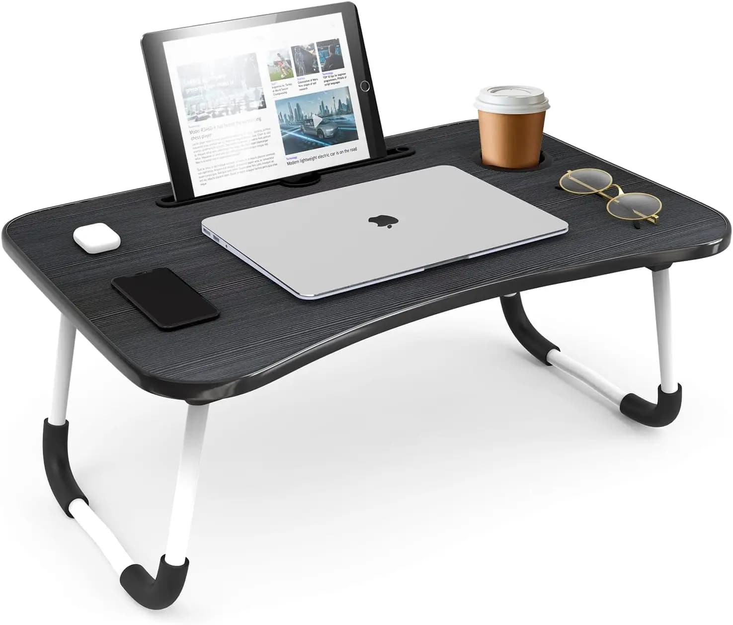 Grande Tavolino da Letto per Laptop, Supporto Regolabile, Scrivania Portatile con Gambe Pieghevoli per Divano e Pavimento