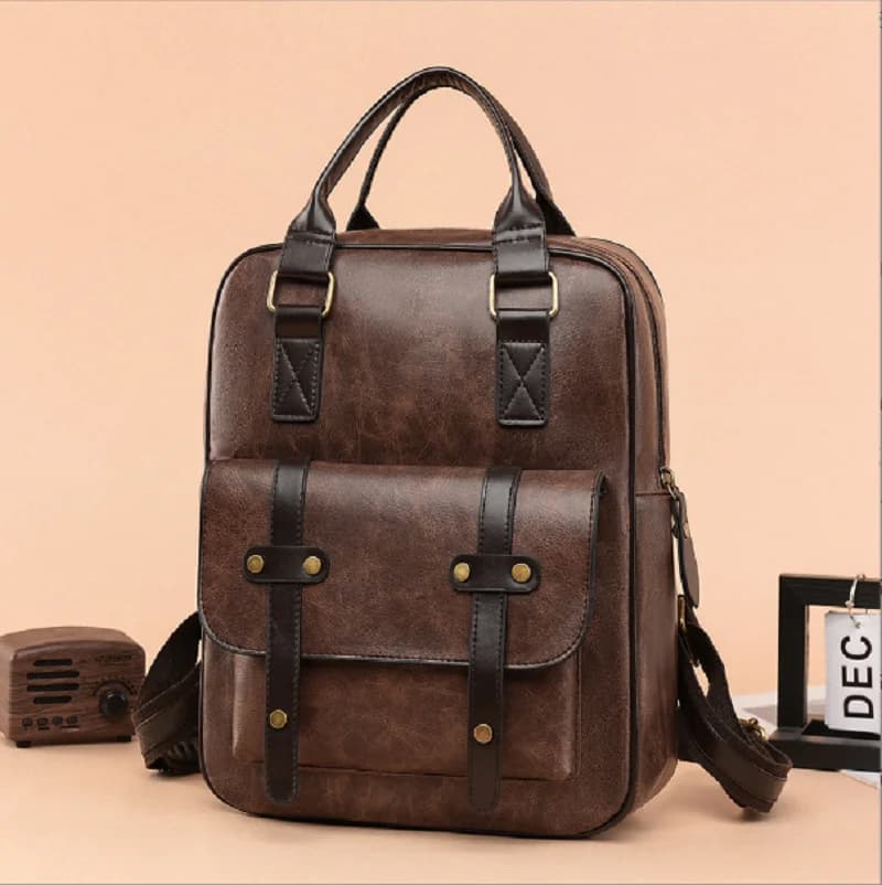 2026 New Preppy Style Fashion Vintage Leather Large Capacity Travel Backpacks Men Women's Shoulder Bags Laptop School Bag Totes