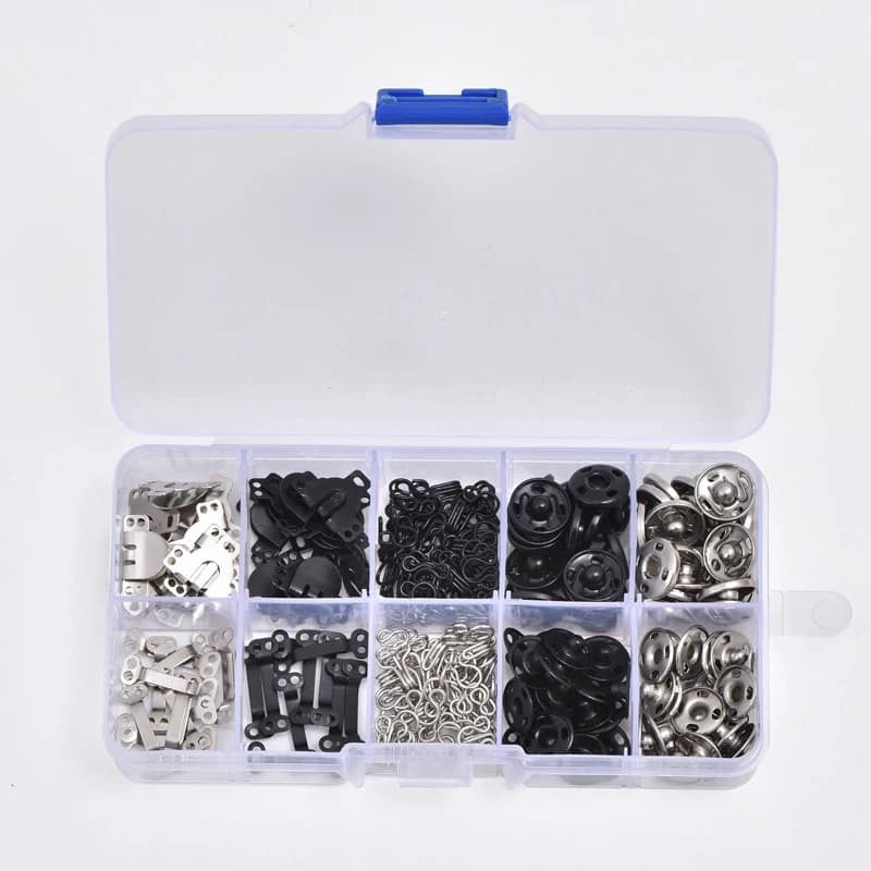 Sewing Hooks And Eyes Set Sew-on Snap Buttons DIY Clothing Button Sewing Closures Snaps Kit For Clothes Bags Sewing Craft