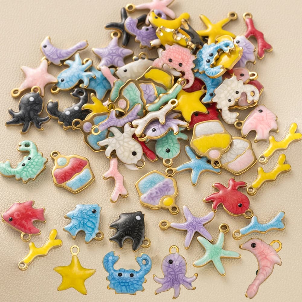 10 Pezzi Ciondoli in Acciaio Inossidabile Smaltato a Forma di Corallo Marino per Creazione di Gioielli Fai-da-Te, Collane e Bracciali
