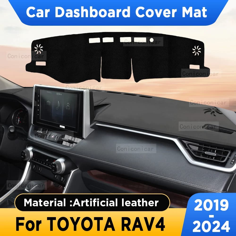 For TOYOTA RAV4 2019-2024 Auto Dashboard Cover Zerbino Leather Parasols Artificial Pad Mat Zerbino Panel Guard Accessories