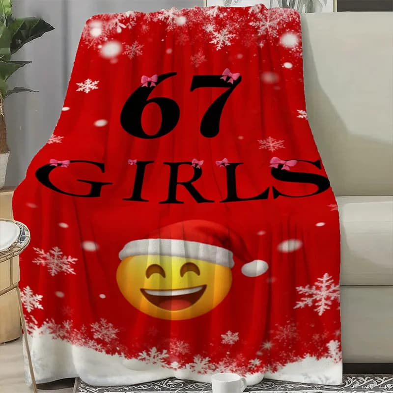 Copriletto con nome e numero di ragazza "67" con fiocco di neve di Natale - Coperta morbida in flanella adatta per l'arredamento della camera, regalo, regalo di Natale