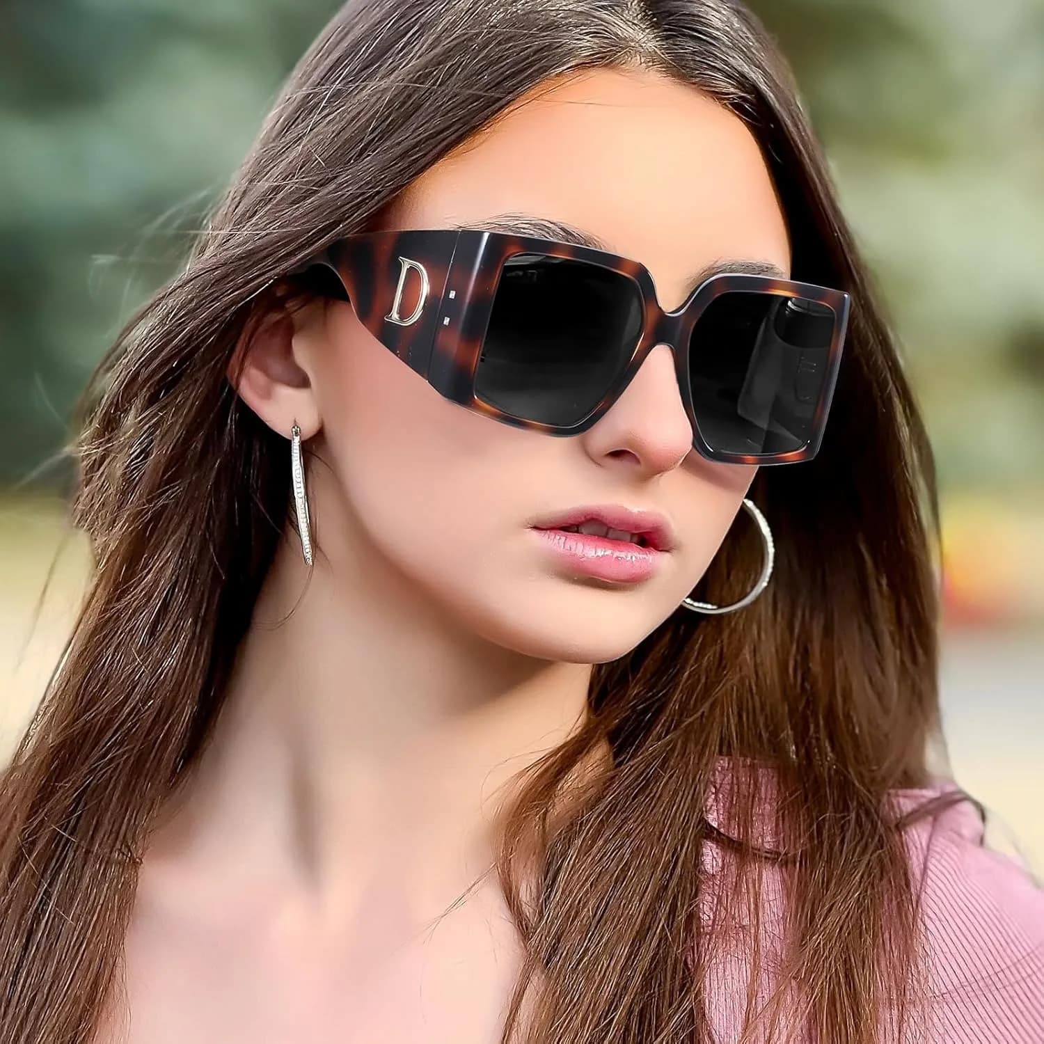 Occhiali da sole quadrati oversize alla moda da donna Occhiali da sole polarizzati con protezione UV con aste larghe e grandi, perfetti per la pesca