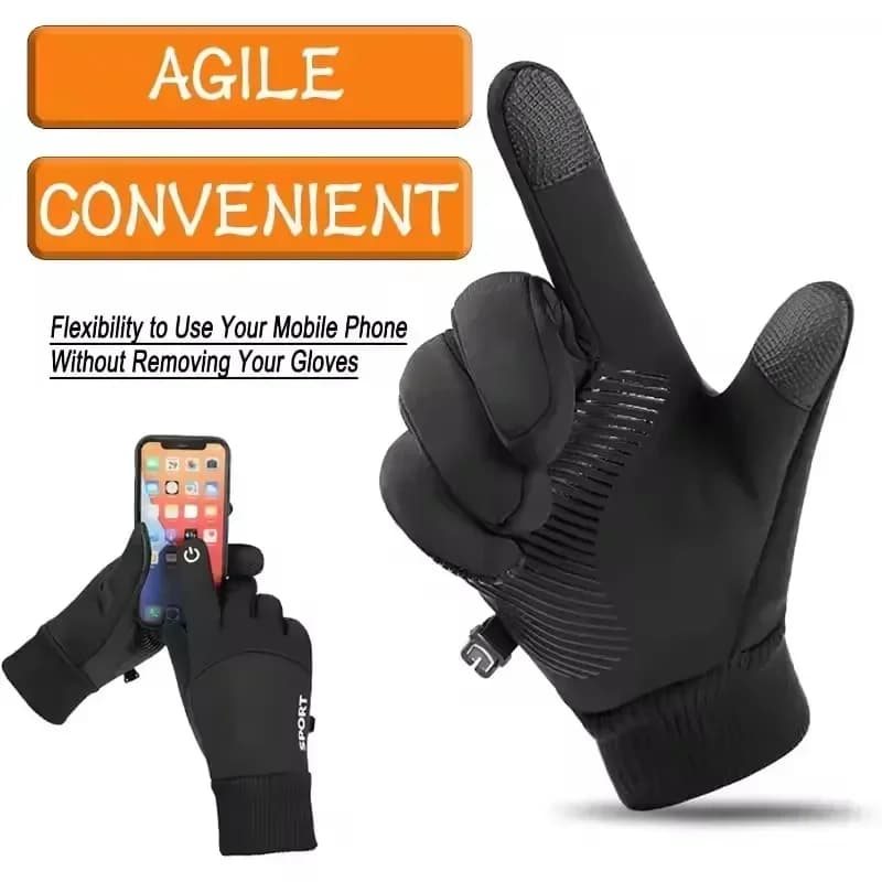 Guanti Invernali Caldi Impermeabili a Dita Intere per Ciclismo, Sport all'Aperto, Corsa, Moto, Sci, con Touch Screen e Fodera in Pile