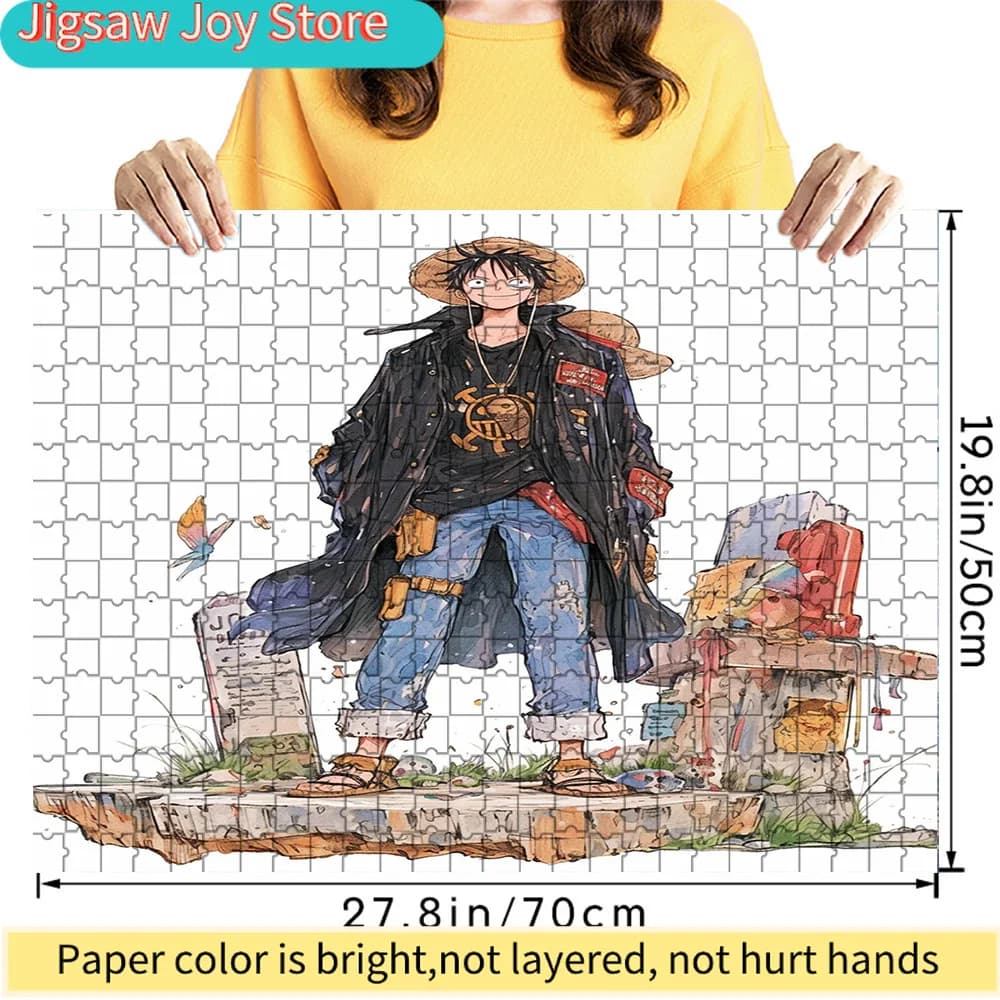 Puzzle di Carta Premium Stile Avventura One Piece Monkey D. Luffy, 70x50 cm, Gioco di Assemblaggio Fai-da-Te, Regalo Ideale