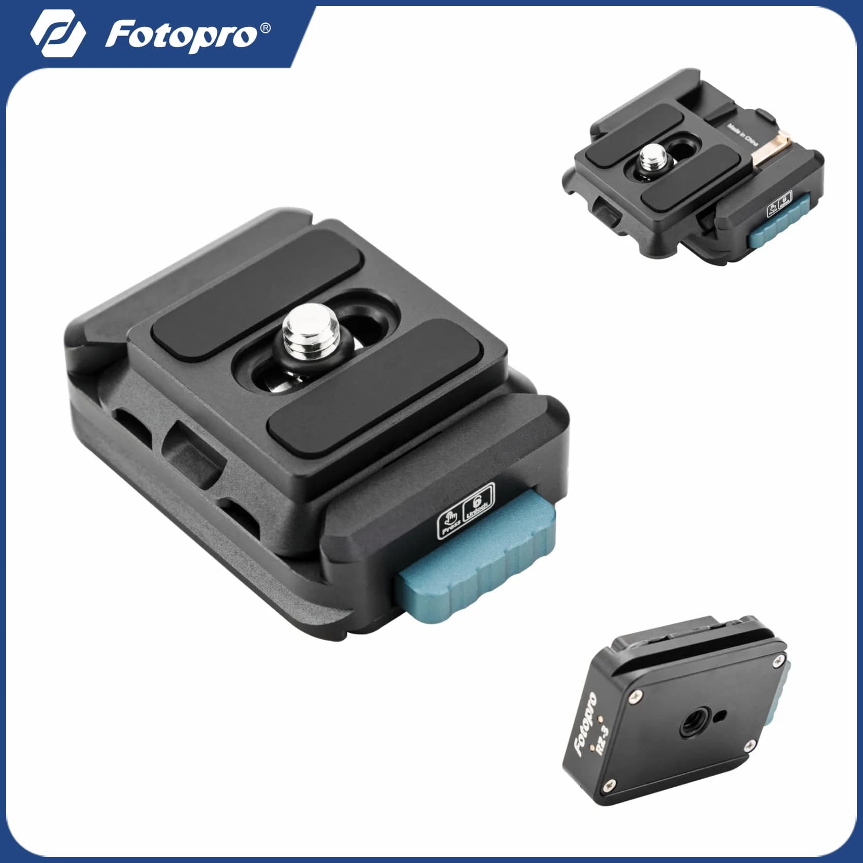 Fotopro RZ-3 Supporto per fotocamera a sgancio rapido Kit di installazione rapida Adattatore per stabilizzatore per treppiede per fotocamera DSLR Cursore monopiede con giunto cardanico portatile