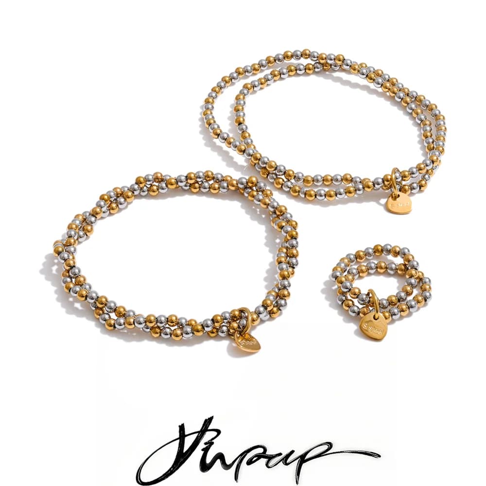 Yhpup Handmade Beads Jewelry Stainless Steel Elasticity Bracelet Bangle Ring Waterproof Fashion Summer Popular Jewelry Wholesale