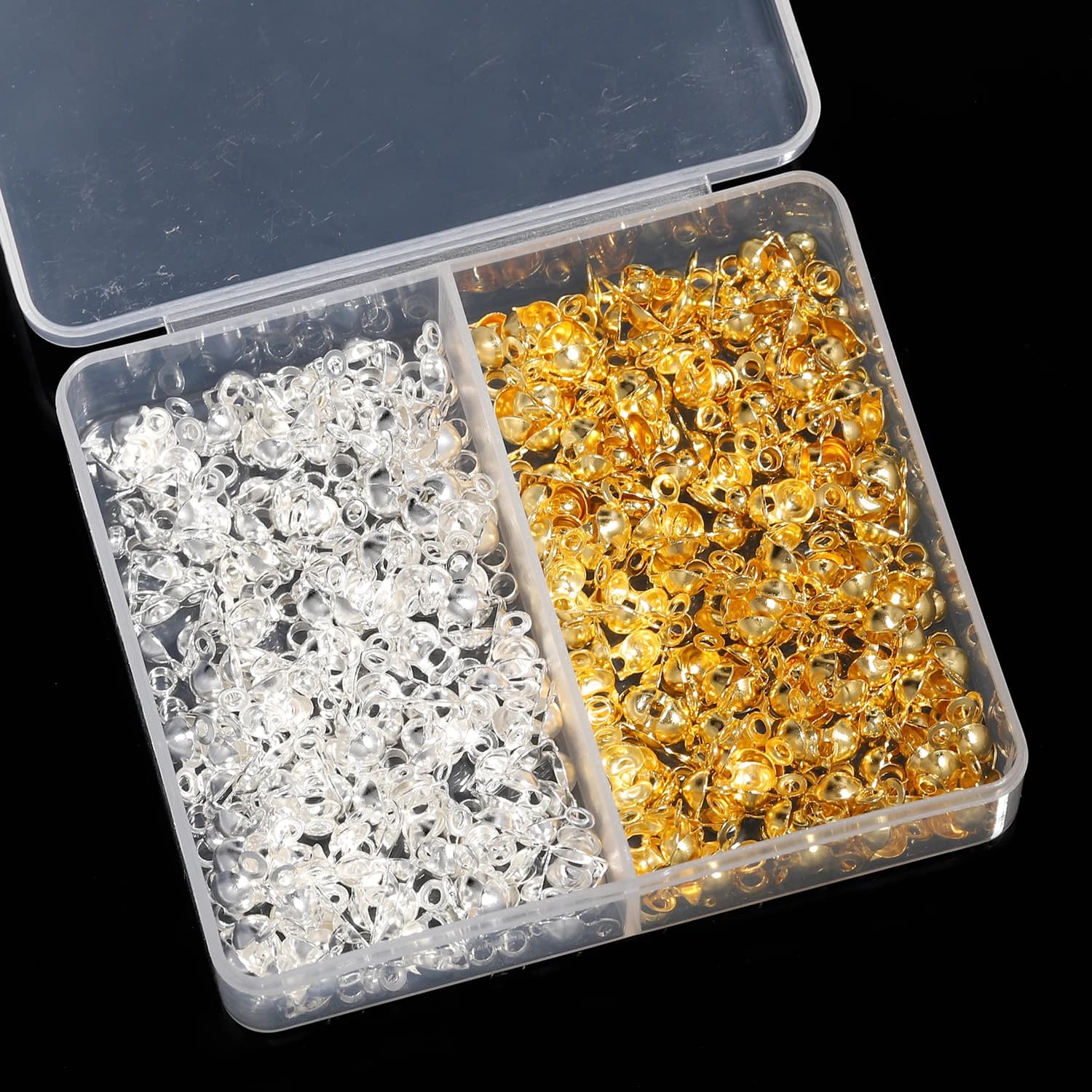 400Pcs/Lot Stainless Steel Clamshell Pressed Clasp Fitting Chain EndCap Knot Crimps Crimp Beads For DIY Making Jewelry Findings