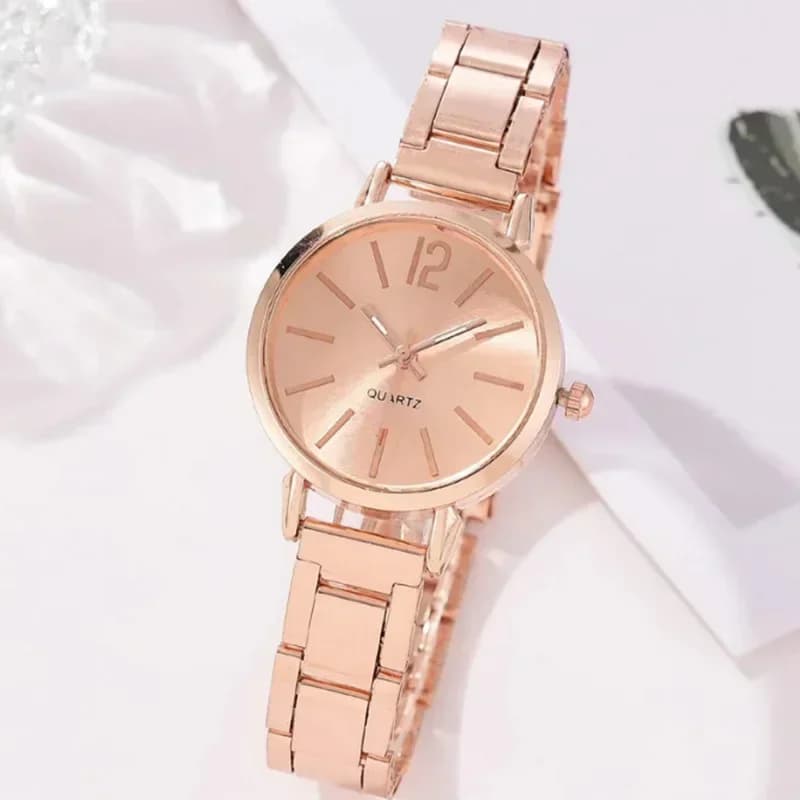 Quartz Wrist Watch with Fashionable Gold Strap Luxury Watch for Women Simple Round Dial Women's Watches For Students Stainless Steel Reloj Mujer