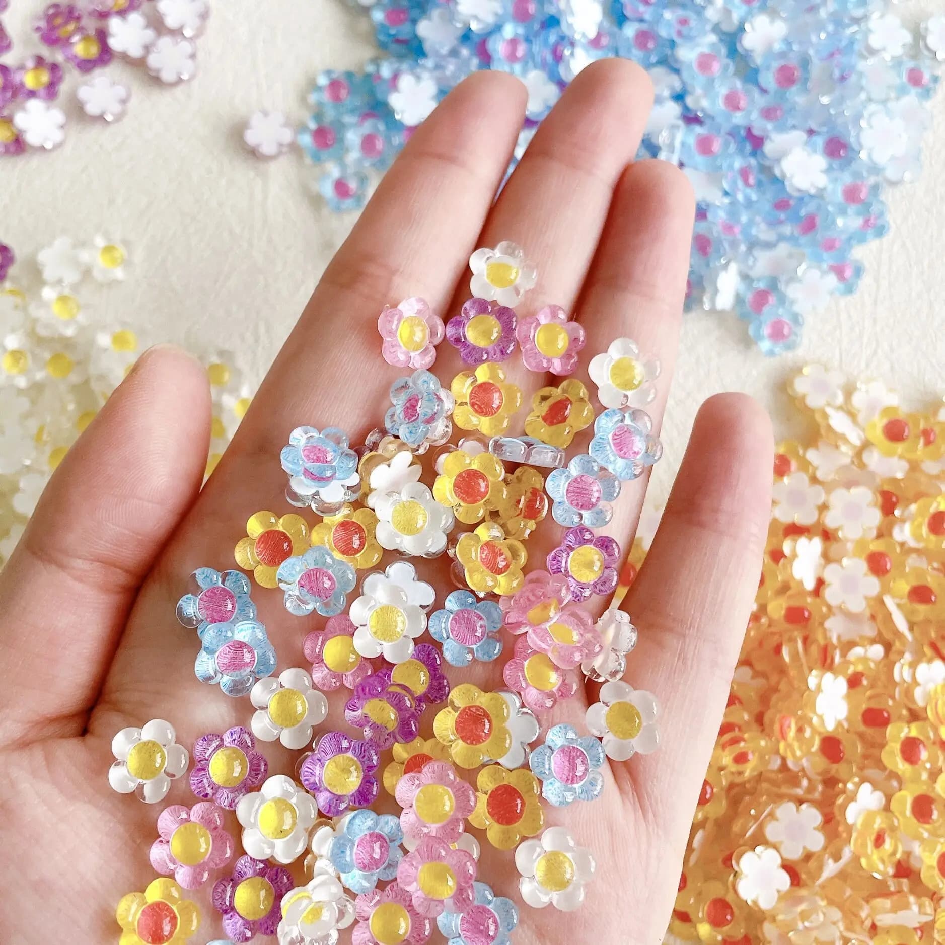 20pcs Ice Transparent Flower Nail Art Charms 3D Japanese Sun Petal Nail Rhinestones Decorations DIY Manicure Kawaii Accessories