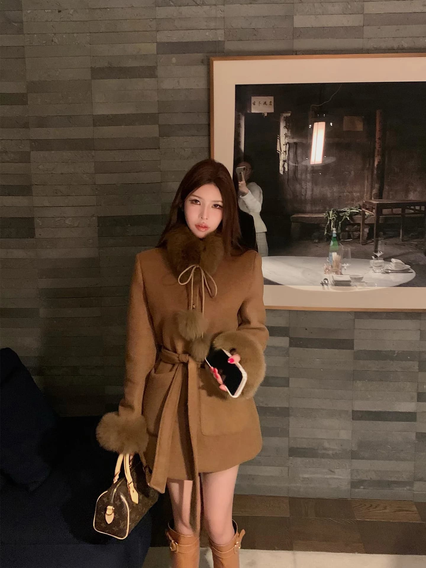 Cappotto Invernale da Donna Onelady, Slim Fit con Fodera in Pelliccia, Giacca in Lana di Media Lunghezza, Calda per Viaggi, Casual, Pendolarismo, Uso Quotidiano, E-commerce