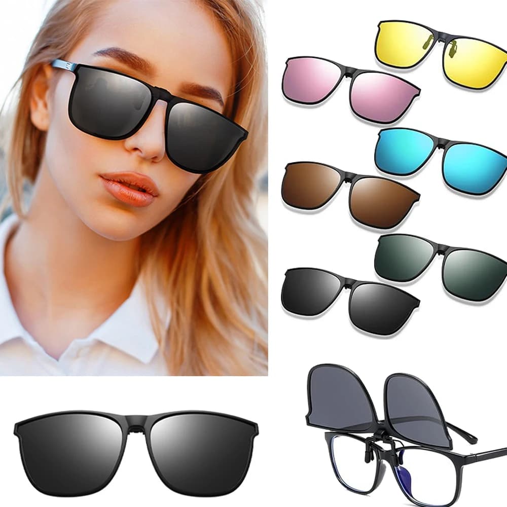 Fashionable Polarized Myopia Eyelets Clip Flip Up Polarized Sunglasses Clip-on Style Outdoor Glasses Guide for Night Vision