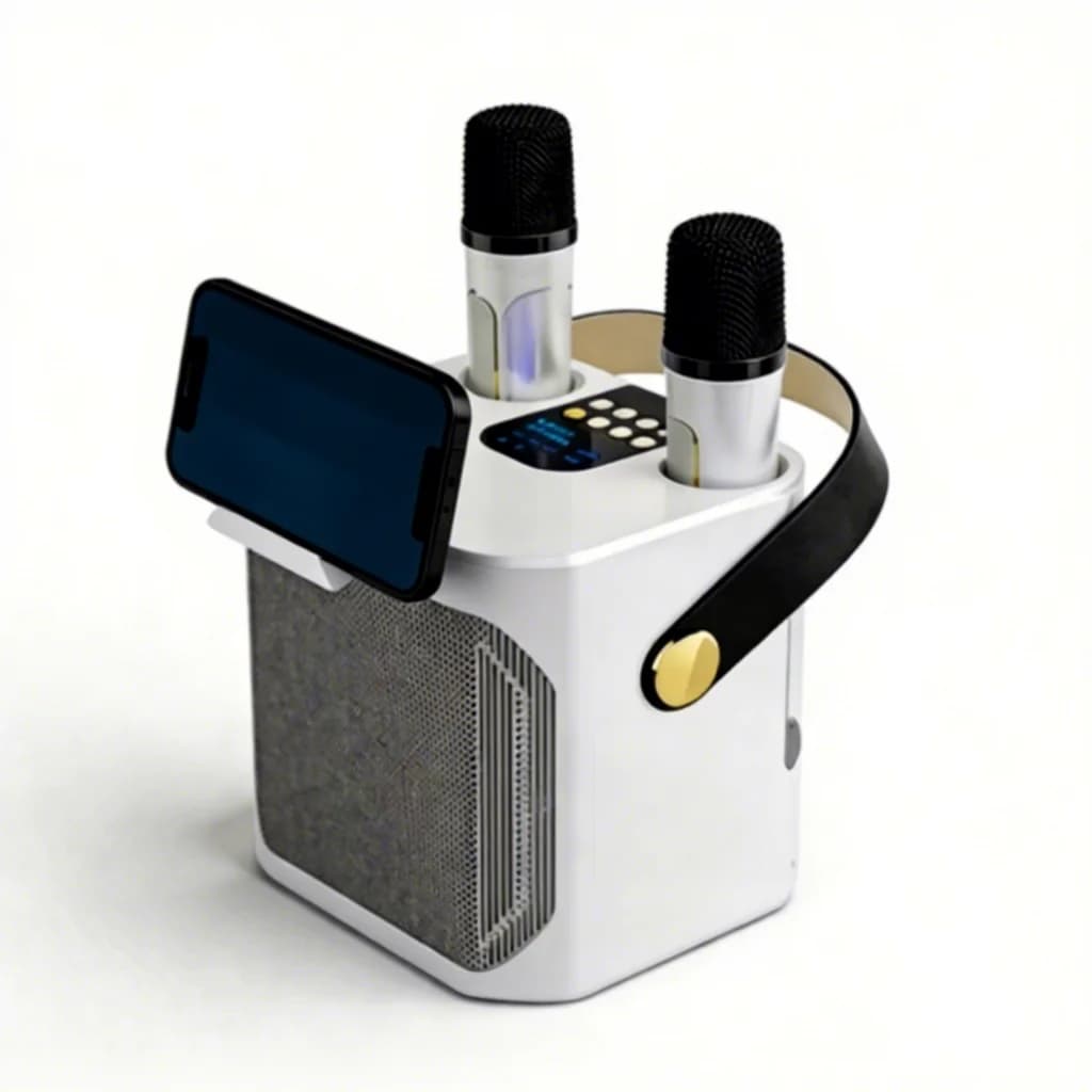 Macchina per Karaoke con Altoparlante Stereo Hi-Fi da 20W e 2 Microfoni Wireless | Subwoofer portatile per feste con 6 ore di autonomia e scheda di memoria