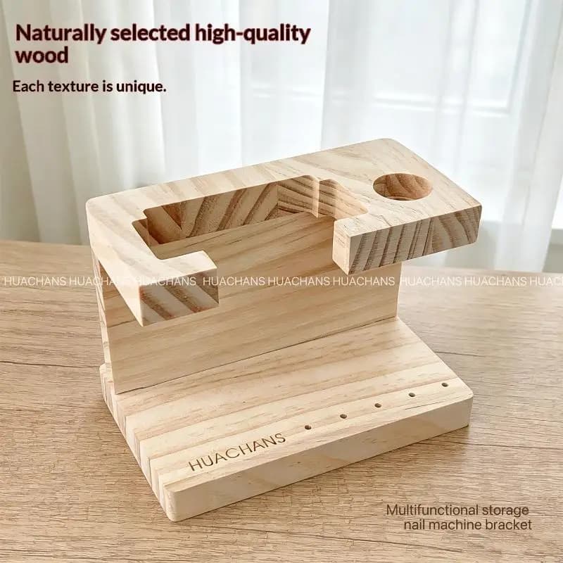 1Pcs Nail Drill Bit Wooden Holder: Summer DIY Manicure Storage Rack for Organizing Nail Art Accessories & Training Tools