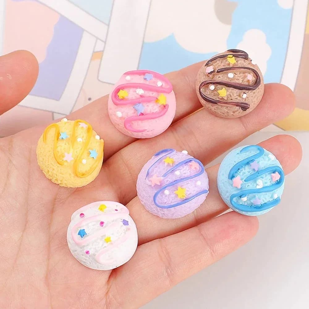 10 Pezzi Serie Palline di Gelato a Stella, Cabochon Miniatura in Resina con Retro Piatto per Fermagli per Capelli, Scrapbooking, Fai da Te, Decorazioni per la Casa, Accessori Artigianali