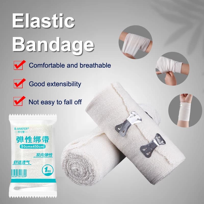 1 rotolo di benda elastica a compressione con ganci, nastro di supporto sportivo per caviglia, polso, braccio, gamba, misura di primo soccorso per ferite