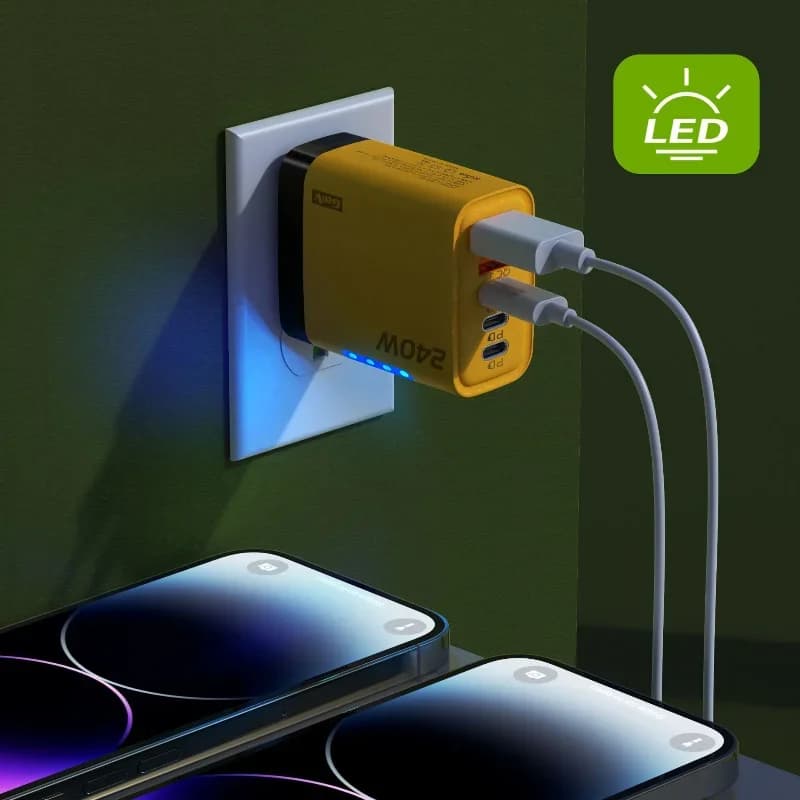 Xiaomi 240W 2USB + 3Type-C Caricatore Doppio Type-C Smart Ricarica rapida Spina UE USA LED Adattatore di alimentazione da tavolo per Samsung Huawei