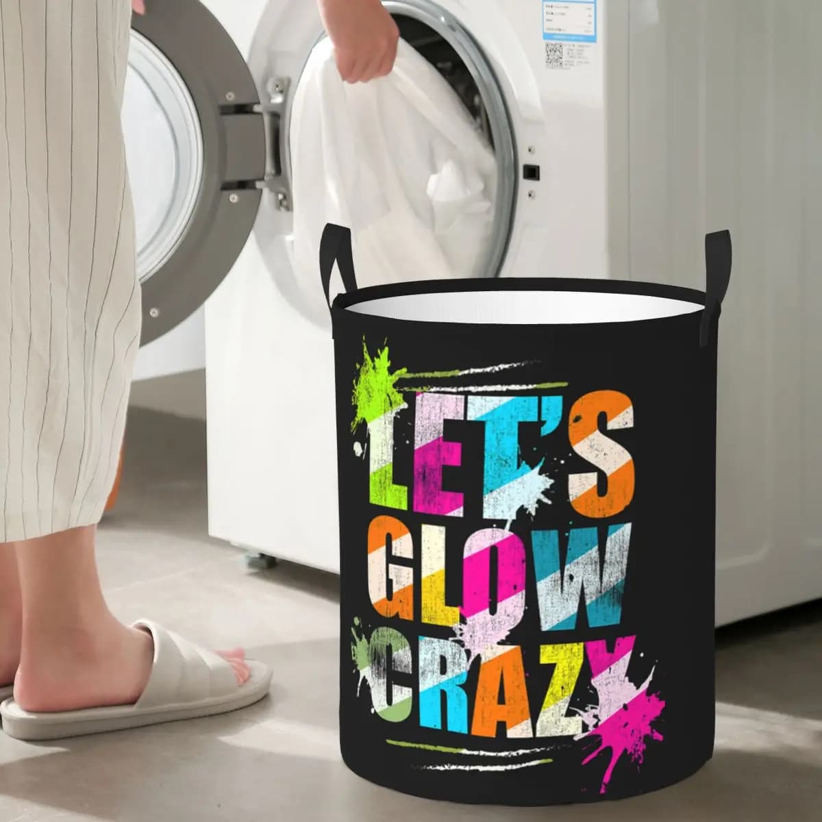 Let's Glow Crazy Neon Party Light Rave Clothes For Foldable Bed linen Clothes Toys Basket Holders Bag for Home