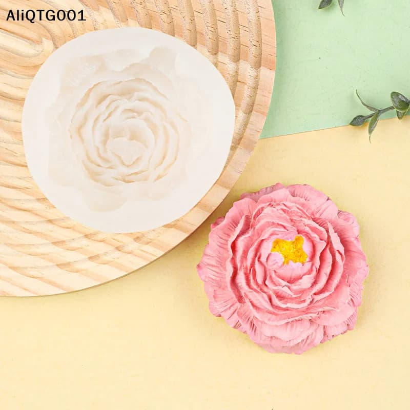 Stampo in Silicone 3D a Forma di Peonia per Candele, Sapone, Resina, Decorazioni per la Casa, Cioccolato, Torte, Ghiaccio, Utensile da Forno, Regalo