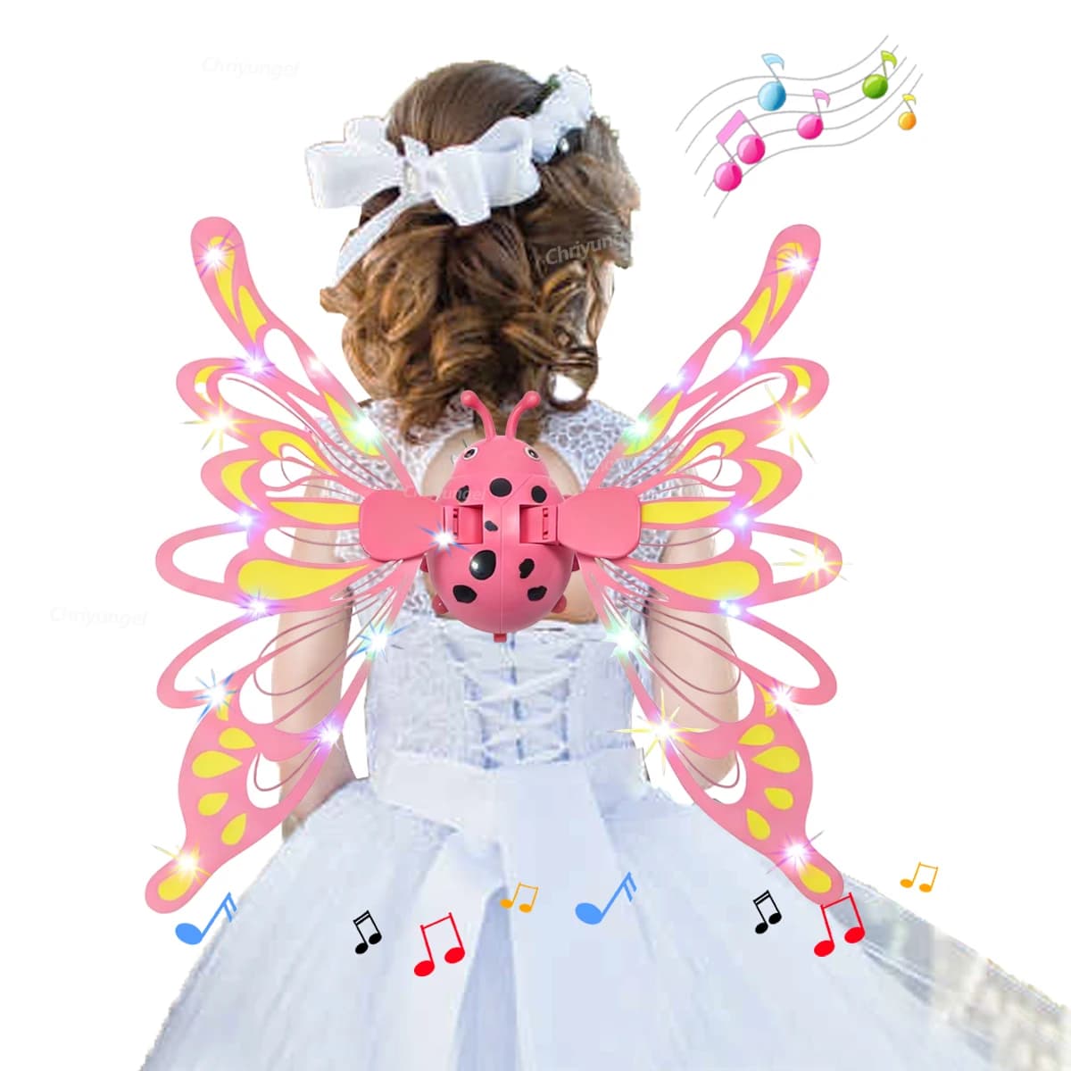 Electric Butterfly Wings Moving Elf Wing with Light Fairy Wings for Kids Birthday Christmas Cosplay Dress Up Angel Girls Toy