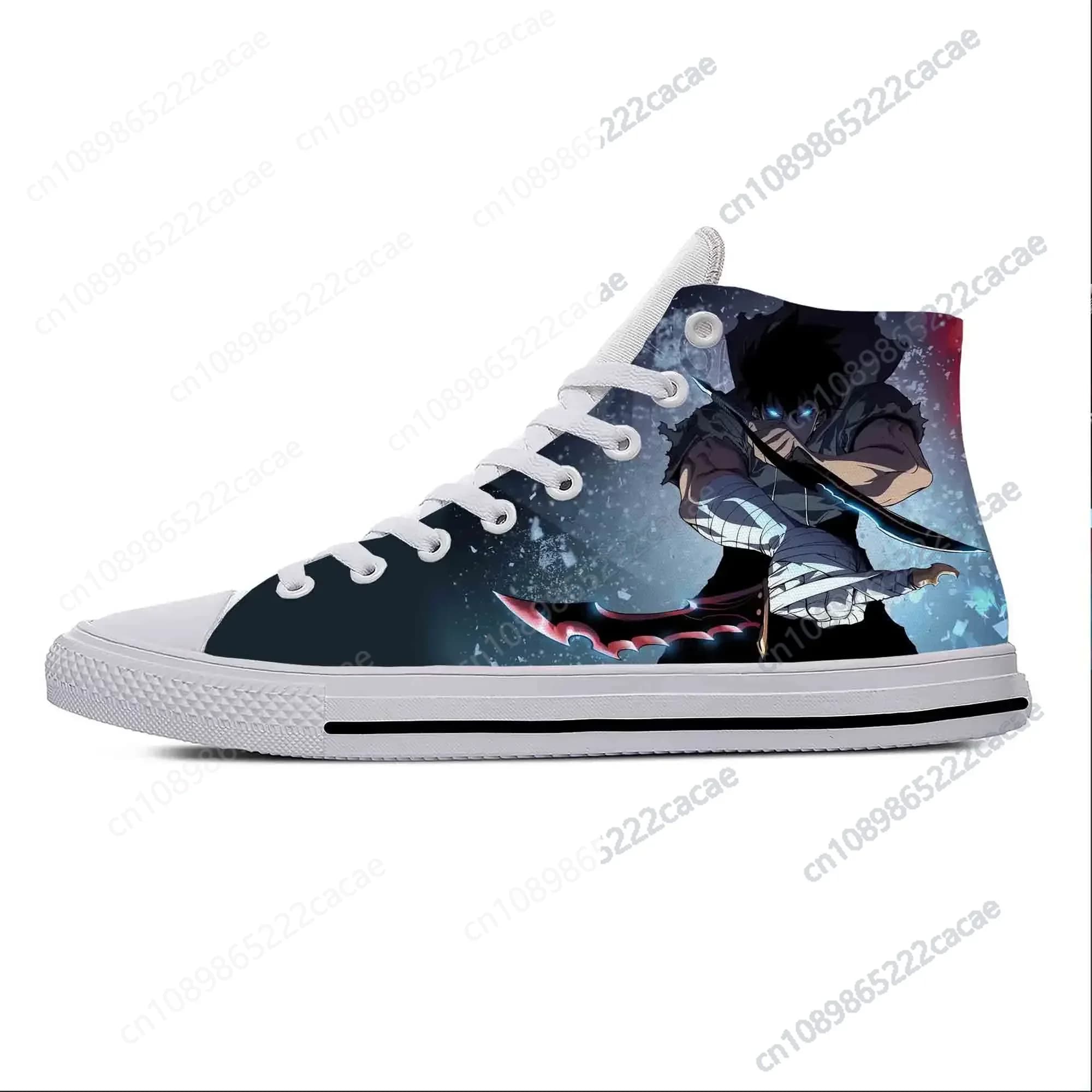 Anime Manga Cartoon Solo livellamento Sung Jin-Woo scarpe di stoffa Casual High Top leggero traspirante stampa 3D uomo donna Sneakers