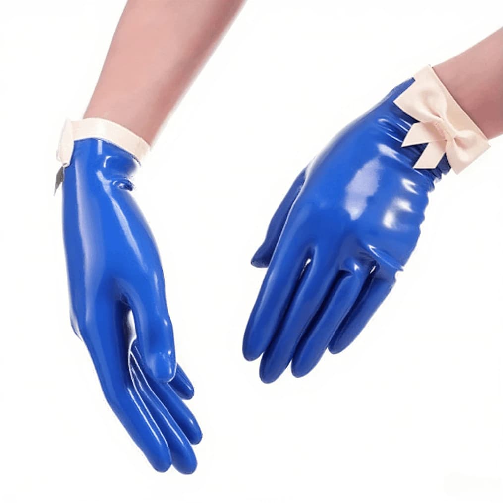 Guanti corti in lattice di gomma personalizzati per le donne Accessorio per feste in costume cosplay Abbigliamento da club fetish fatto a mano