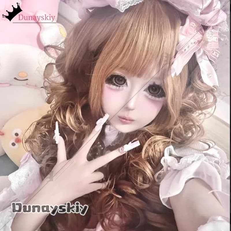 Parrucca YiNuo*Cosplay Messiah Complex Gyaru, parrucca integrale da 70 cm, stile Harajuku, voluminosa e riccia, resistente al calore, dall'aspetto naturale.