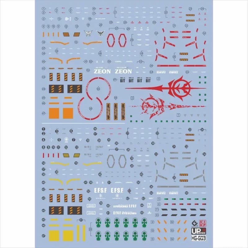 EVO Decal HG-GQ3 HG 1/144 Decalcomanie per diapositive ad acqua per strumenti di creazione di modelli in scala Gundam Hobby Adesivo per acqua fluorescente ad alta definizione
