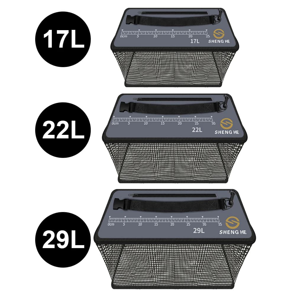 Fish Guard Net 17L/22L/29L Cane Fishing Box For Live Fish Buckle Portable Multifunctional Outdoor Fishing Equipment