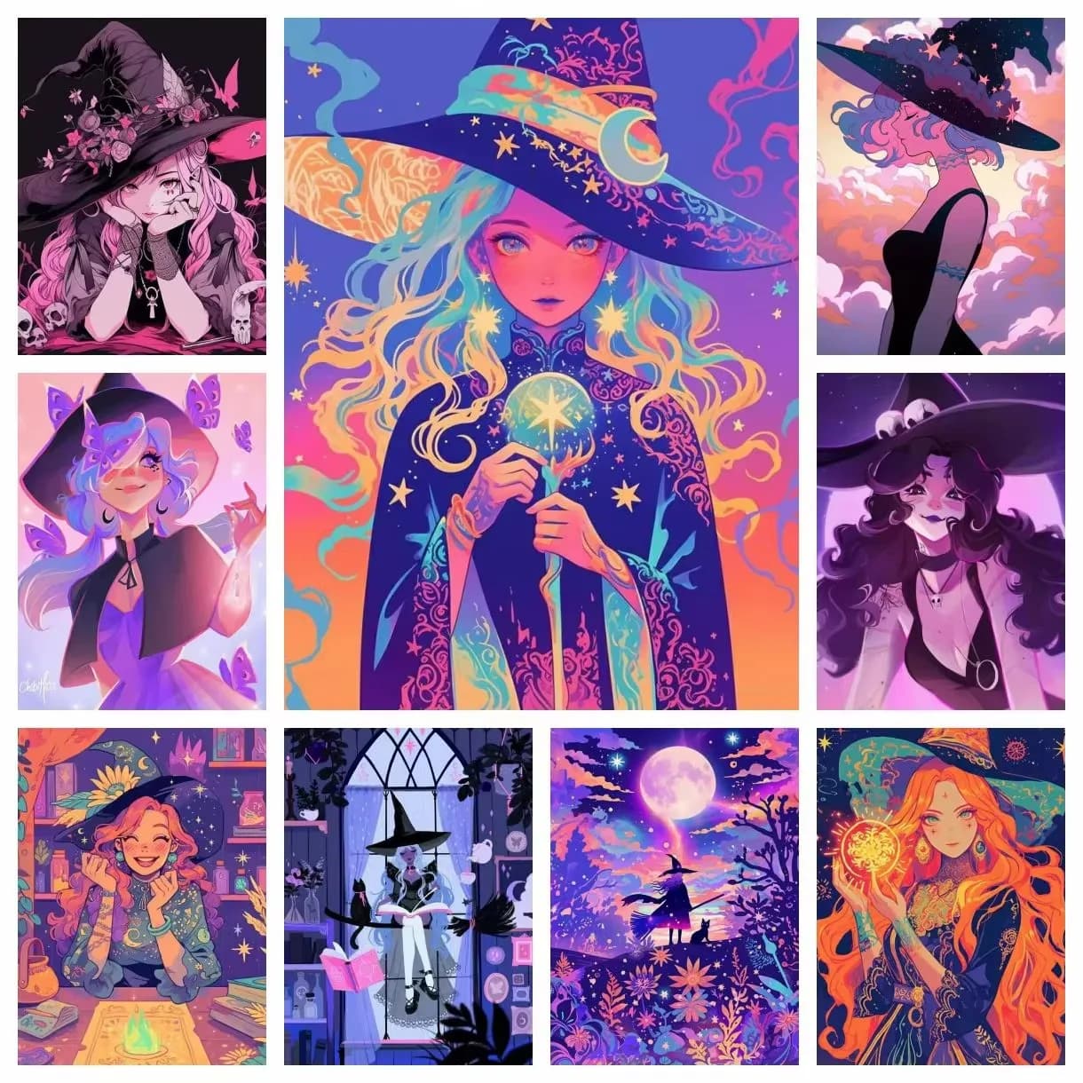 Diamond Painting Colorful Witch Diamond Mosaic Handmade Art Exquisite Creative Gift Home Decoration