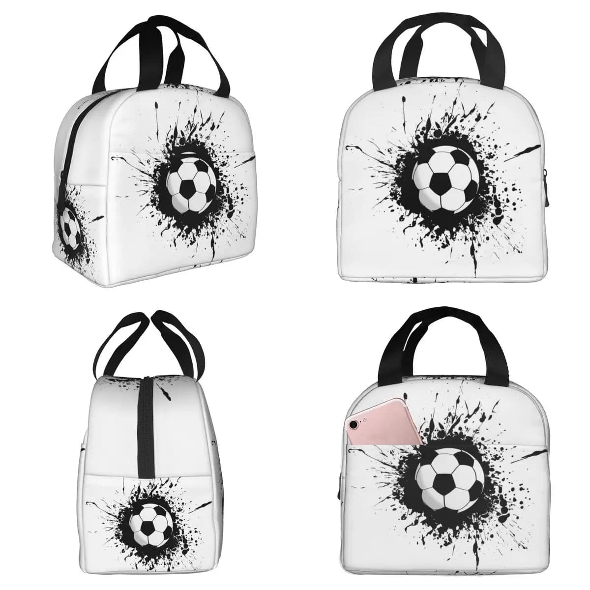 Borsa termica per il pranzo con stampa Graffiti Soccer per bambini, borsa termica per la scuola, contenitore portatile per alimenti