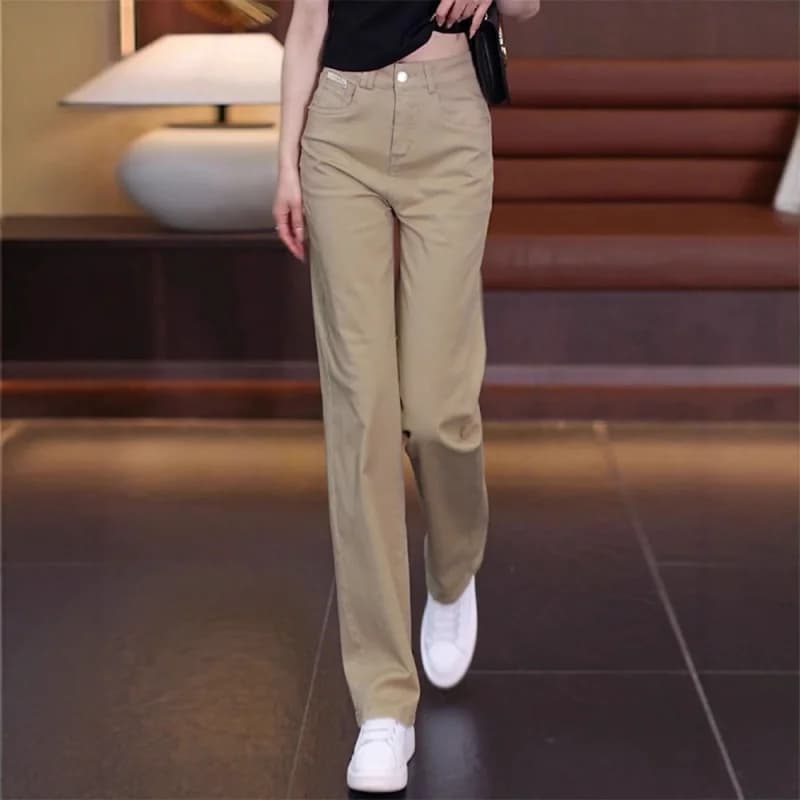 Pantaloni kaki da donna Primavera e autunno Moda Jeans semplici e versatili Pantaloni casual slim fit da donna Pantaloni dritti