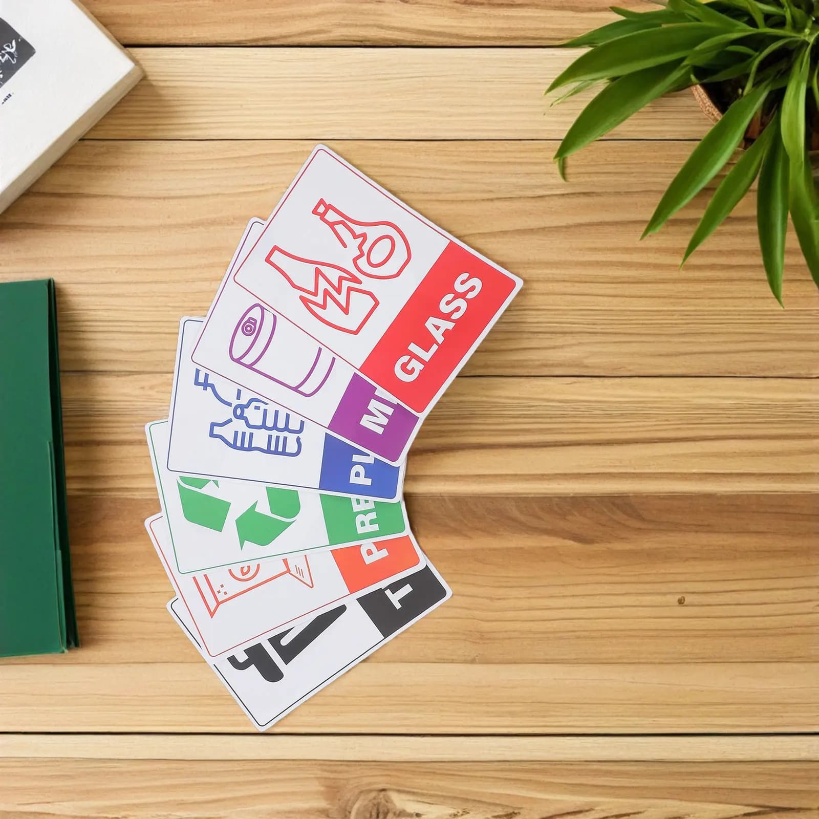 18 Sheet Recycling Decals for Waste Bins Self Adhesive Vinyl Recycle Signs Indoor Outdoor Garbage Classification Labels for Home