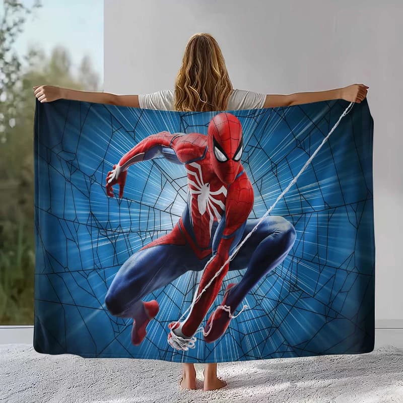 Coperta in flanella Marvel Avengers Spider Man, coperta in peluche ultra morbida e calda per la casa, la camera da letto, il letto, il divano, l'ufficio, il picnic