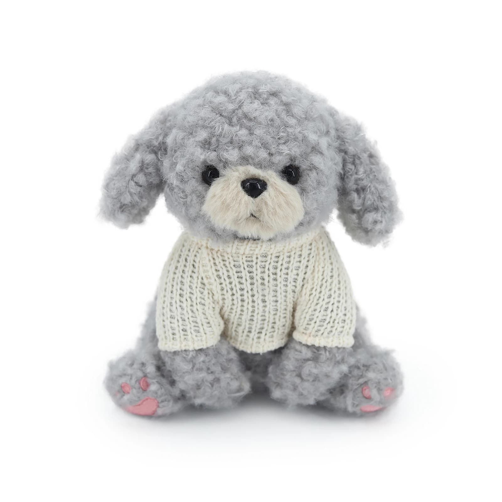Nuovo Peluche Cane Teddy Grigio Kawaii 2026, Cucciolo Morbido e Soffice con Maglione, Giocattolo Realistico a Forma di Barboncino per Baby Shower e Regalo di Natale