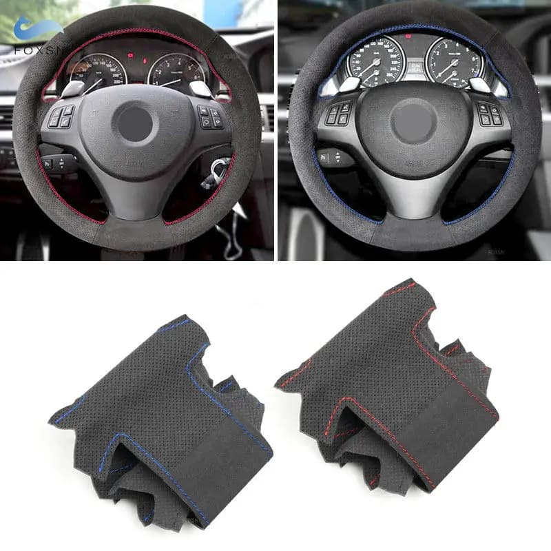 For BMW M Sport E82 E87 E88 M3 E90 E92 E93 2008-2013 X1 E84 2011 2012 2013 Exhausted leather Interior Car steering wheel Cover Trim