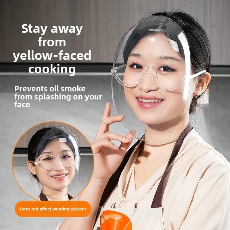 Women's Full Face Kitchen Cooking Oil Smoke Proof Mask Facial Protection Shield Oil Splatter Prevention Mask Cooking Helper