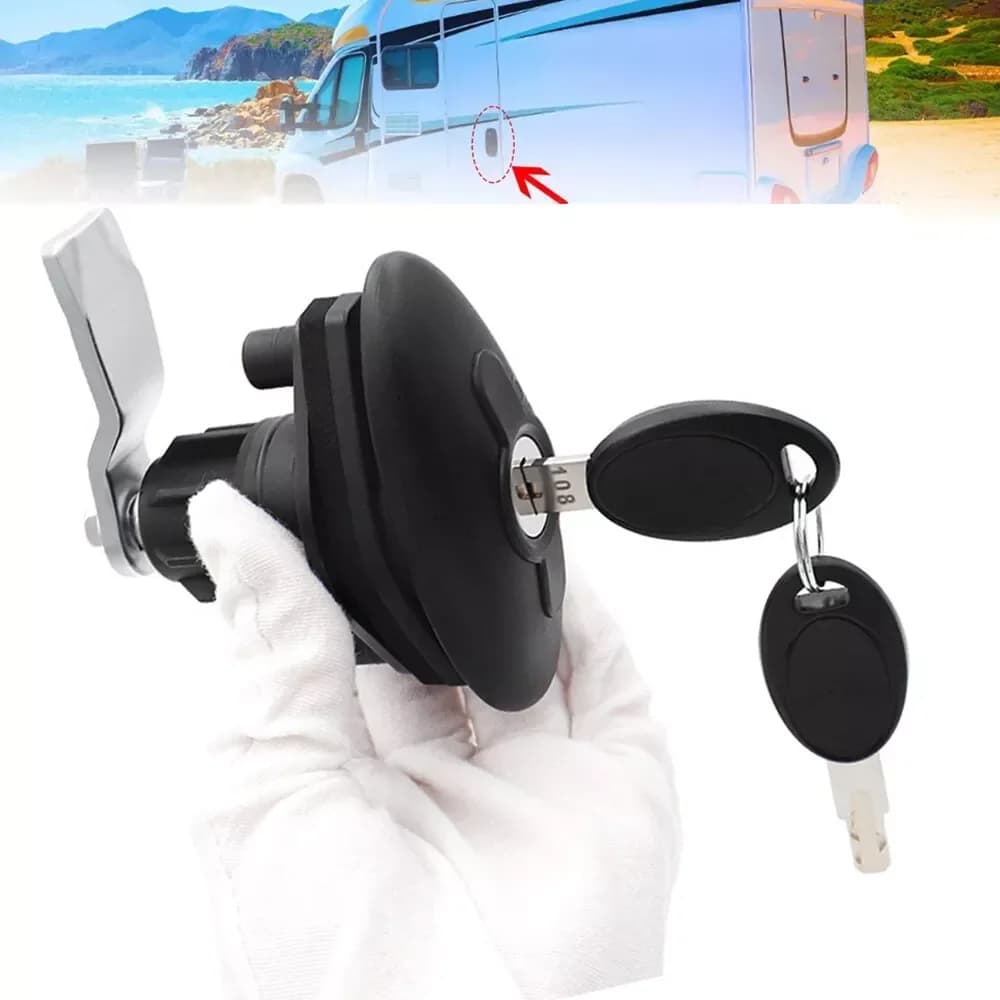Serratura a T per Caravan con 2 Chiavi, Chiusura a Compressione per Porta Cabina RV, Serratura per Bagagliaio e Porta Piatta per Accessori Camper